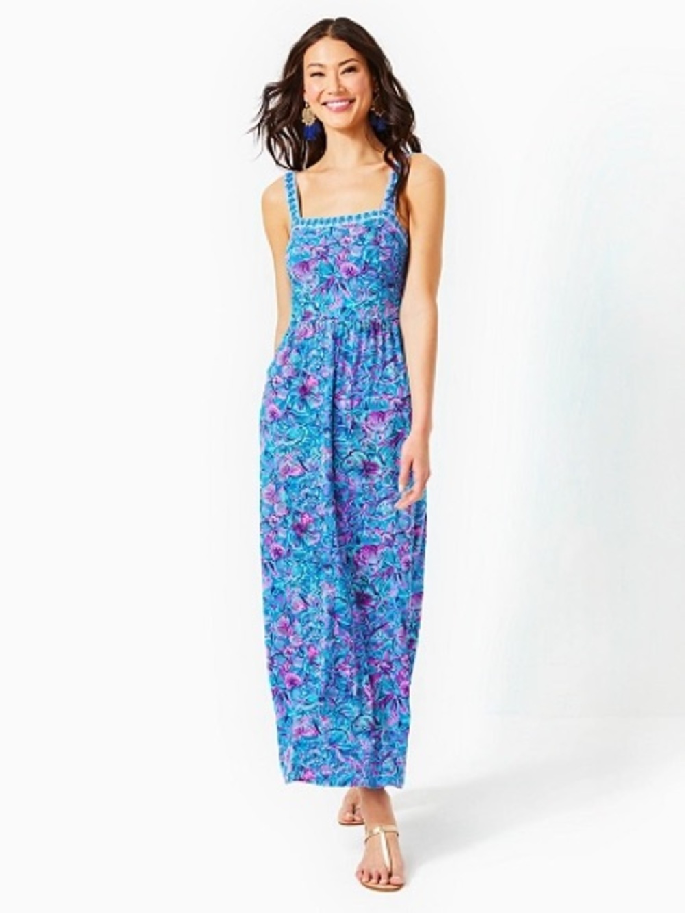 Lilly Pulitzer Blue & Purple Floral Marisol Maxi Dress